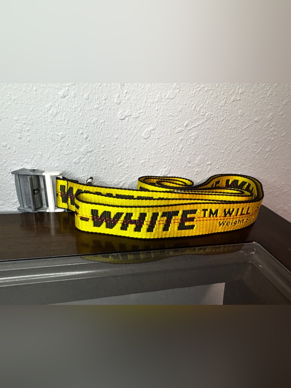 Off-White Yellow Industrial Webbing Belt with Black Logo